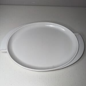 Boonton Oval Serving Platter Winged Handles White Vintage Melamine MCM 12"
